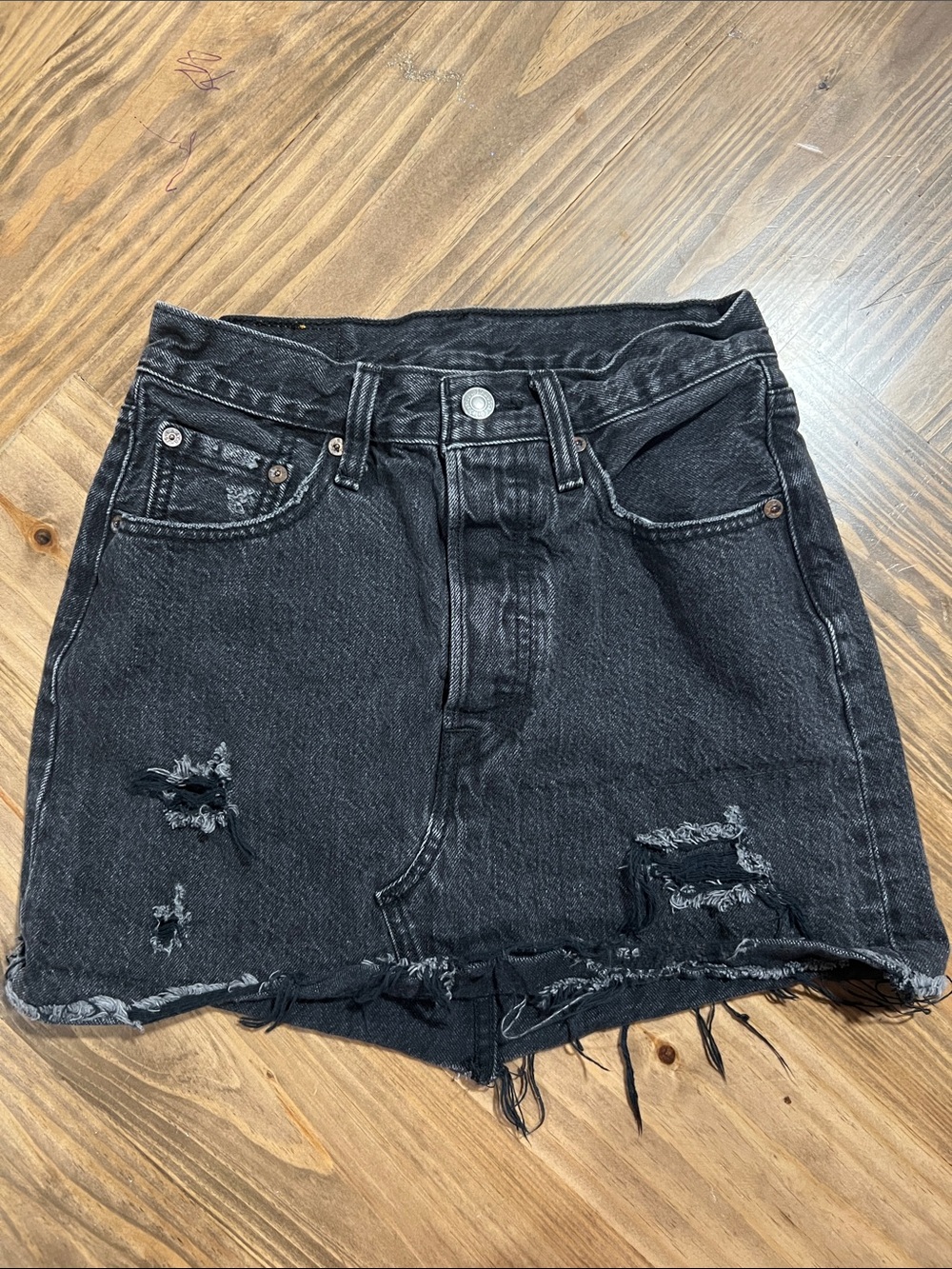 Levi’s Distressed Denim Mini Skirt